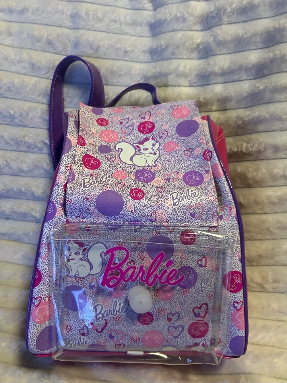 Barbie Pink & Purple Cat Graphic Kids Backpack